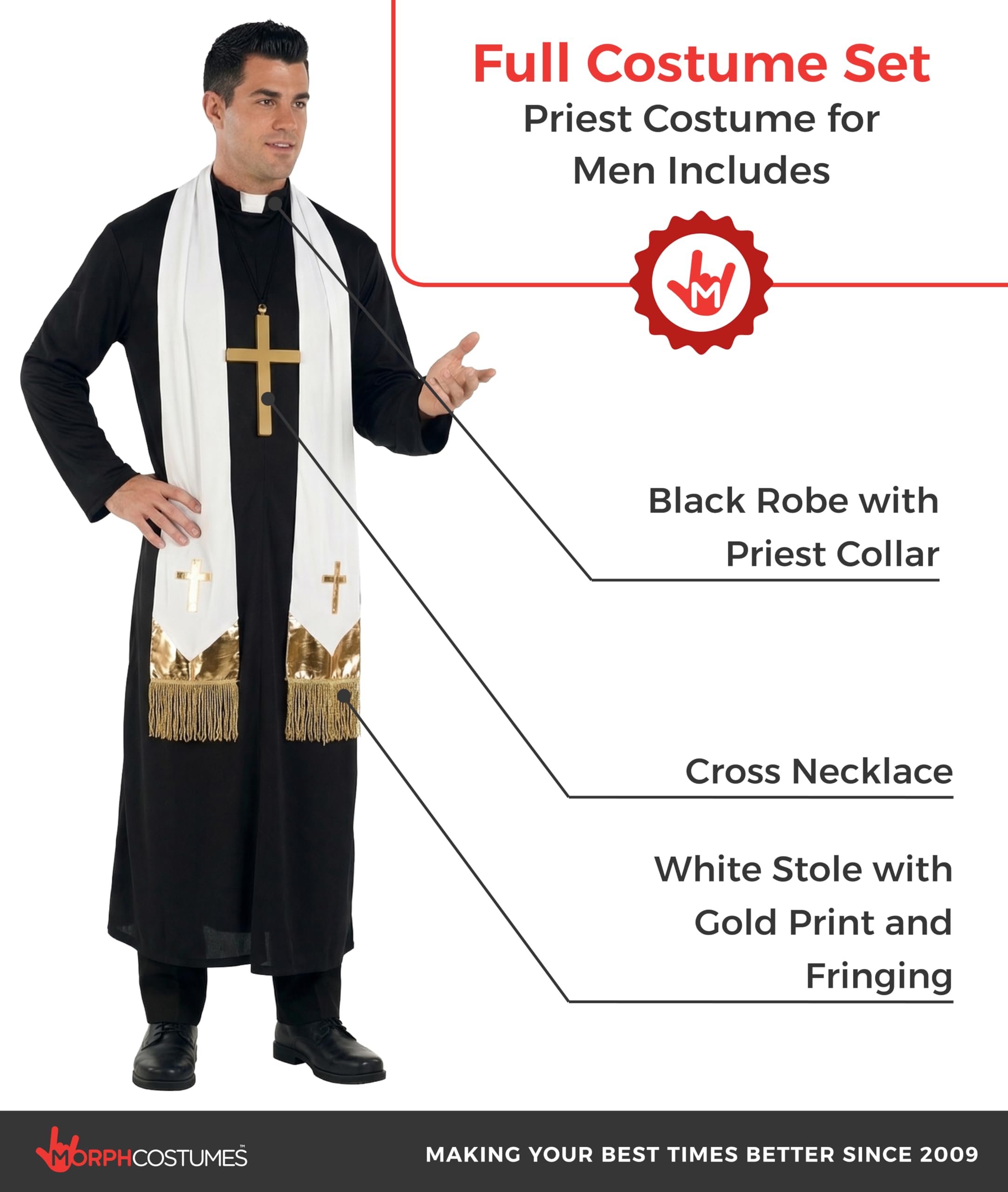 Morph Costume Prete Uomo, Costume Halloween Uomo