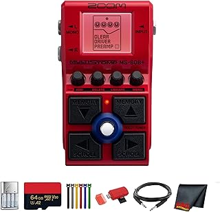 Zoom MS-60B+ MultiStomp Multi-FX Bass Pedal Bundle With Microfiber Cleaning Cloth + 4x AA Batteries With Charger + Balanced Interconnect 1/4 inch TRS to Same Cable