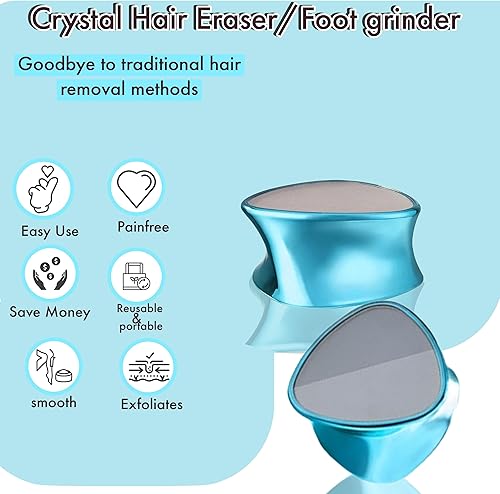 Miniatura 2 de Borrador de pelo de cristal y molinillo de pies, 2 en 1 de doble cara, reutilizable, fácil de usar, dispositivo de eliminación de vello de cristal