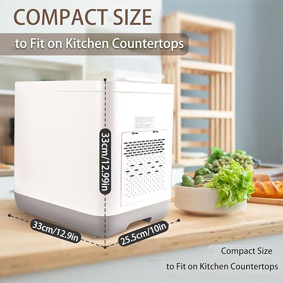 Electric Composter for Kitchen, 3.8L Smart Compost Bin with Odor Adsorption, Countertop Kitchen Composter, Odor-Free, Auto-Cleaning, LED Display, Food Cycler Machine，Turn Food Waste to Fertilizer