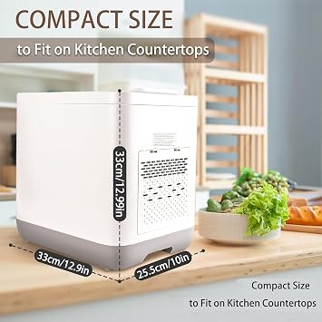 Electric Composter for Kitchen, 3.8L Smart Compost Bin with Odor Adsorption, Countertop Kitchen Composter, Odor-Free, Auto-Cleaning, LED Display, Food Cycler Machine,Turn Food Waste to Fertilizer