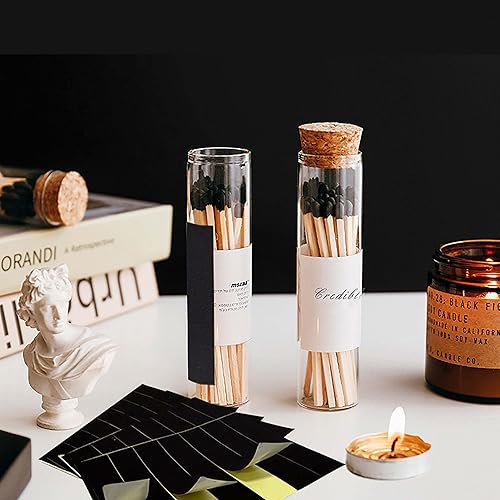 Miniatura 6 de Match Striker - Adhesivo decorativo negro con adhesivo previo, 28 piezas, corte rectangular para fósforos de seguridad en tarro de campana