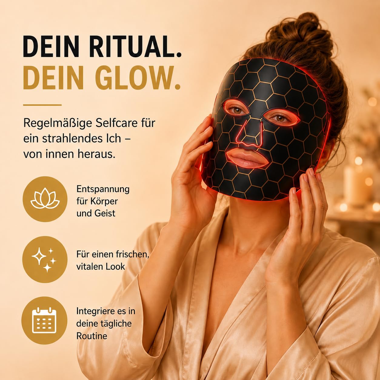 LED Gesichtsmaske Lichttherapie, Geprüfte Qualität, 7 Farben, 850nm NIR, Rotlicht für straffe Haut, Anti-Aging Beauty Maske mit Fernbedienung & Augenschutz