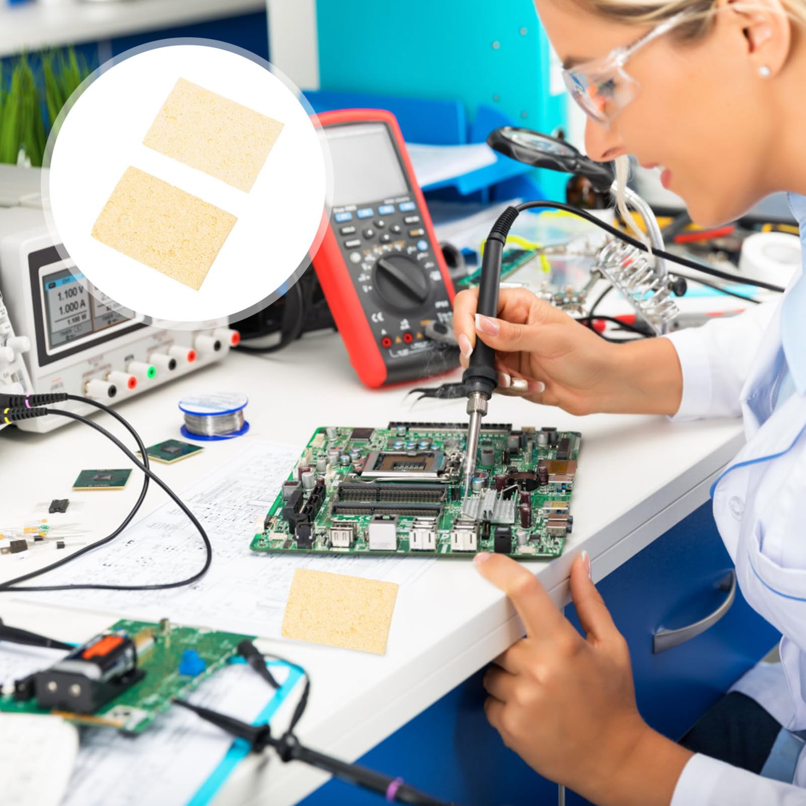 LIFKOME 30pcs Solder Tip Cleaners Rectangle Sponges for Soldering Iron High Temp Cleaning Pads Sponge Welding Platform Clean