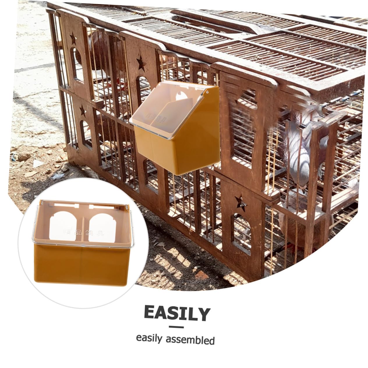ARTIBETTER 3 pièces Boîte à Nourriture pour Oiseaux Distributeur Suspendu à Double Compartiment Plastique Résistant pour Cage Mangeoire Multifonction Pratique pour Pigeons et Petits Oiseaux
