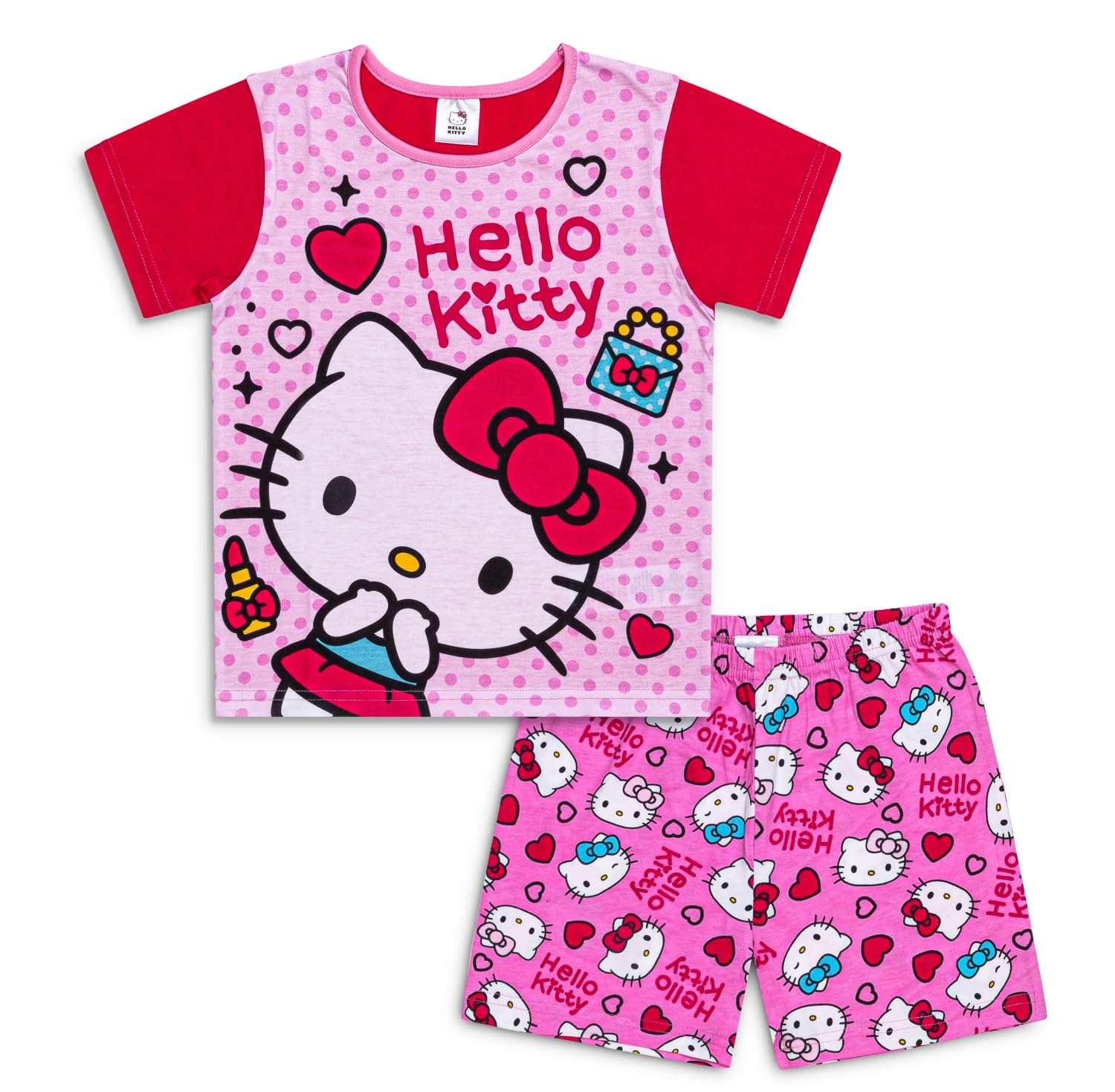 Hello Kitty Pyjamas | Girls Pjs | Girls Pyjama Set | Official Nightwear Sleepwear Merchandise Ages 4 to 14 Years Pink