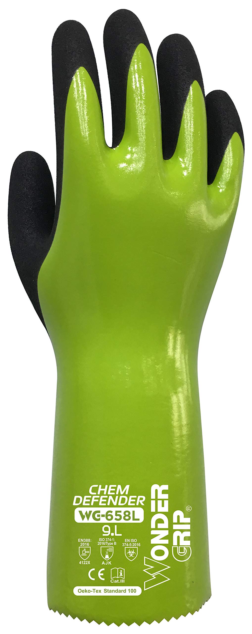 Wondergrip, Chem Defender, WG-658L Safety Gloves, Triple Nitrile Coating, Chemical Resistant, 30cm Long Cuff