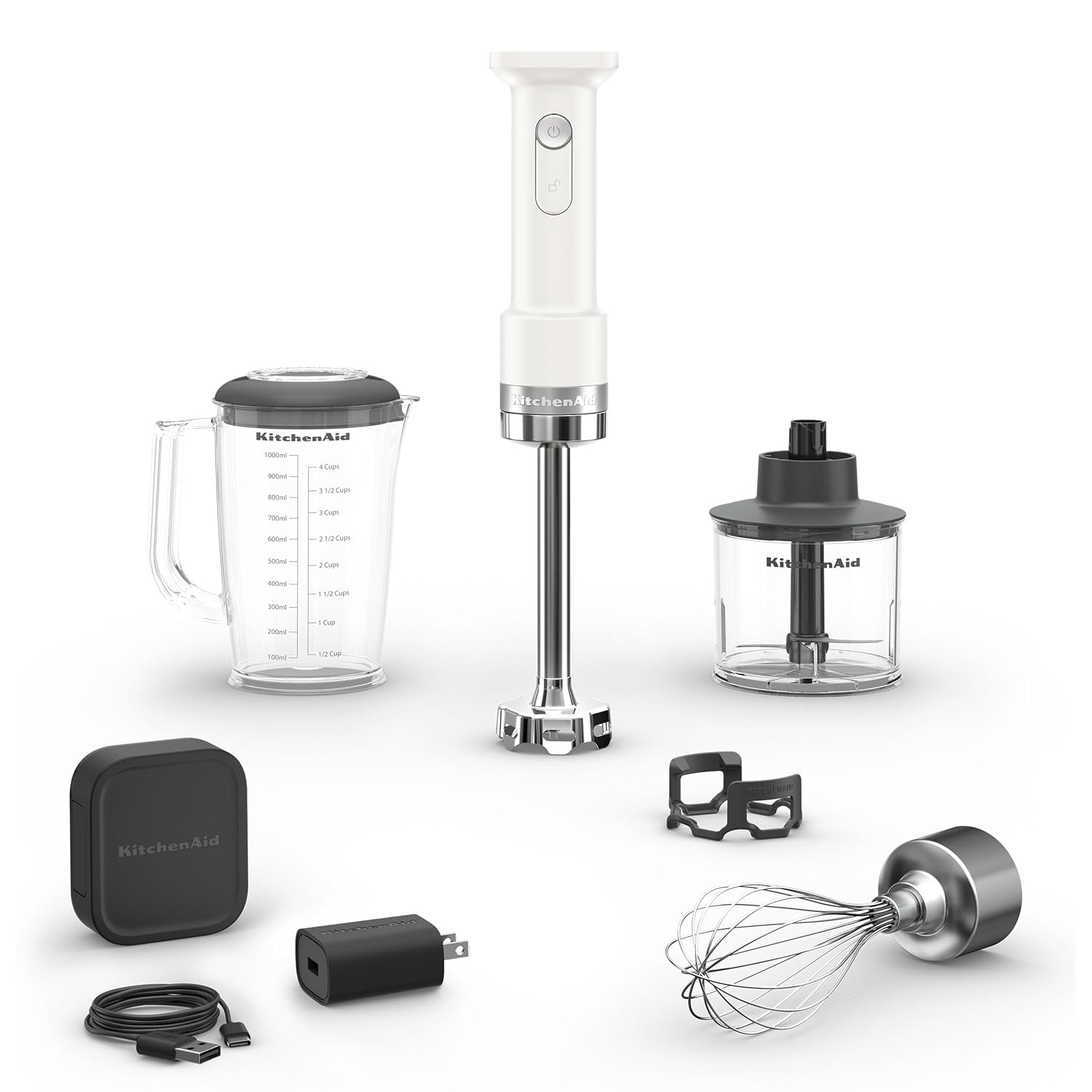KitchenAid Go Cordless Hand Blender with Accessories - battery included, KHBRV75, Porcelain White image 1