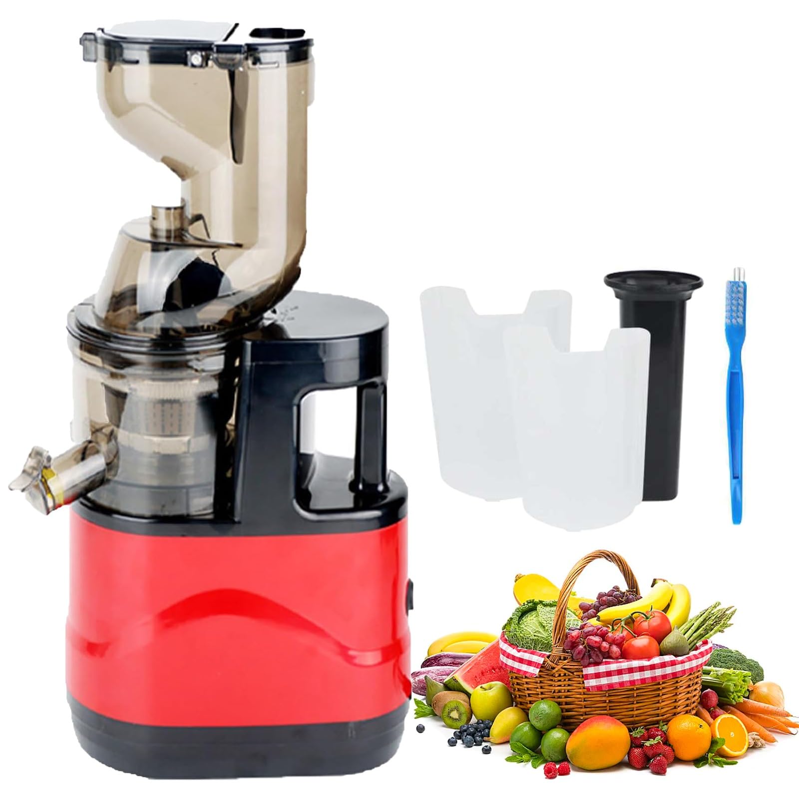 Estrattore di succo verticale a masticazione, estrattore di succo a freddo completamente automatico con 2 tazze, resa di succo ad alta purezza del 98,5%, macchina per succhi di frutta e verdura