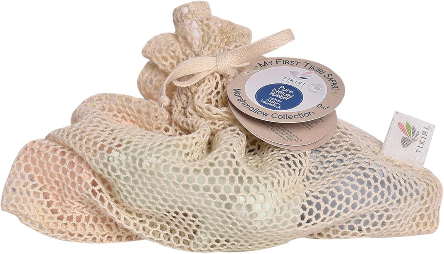 Ocean Buddies Baby Rattle & Teether Set – GOLS-Certified Organic Natural Rubber Dolphin, Seahorse & Turtle | Infant Bath Toy & Teething Relief | Eco-Friendly Newborn Sensory Gift with Mesh Bag