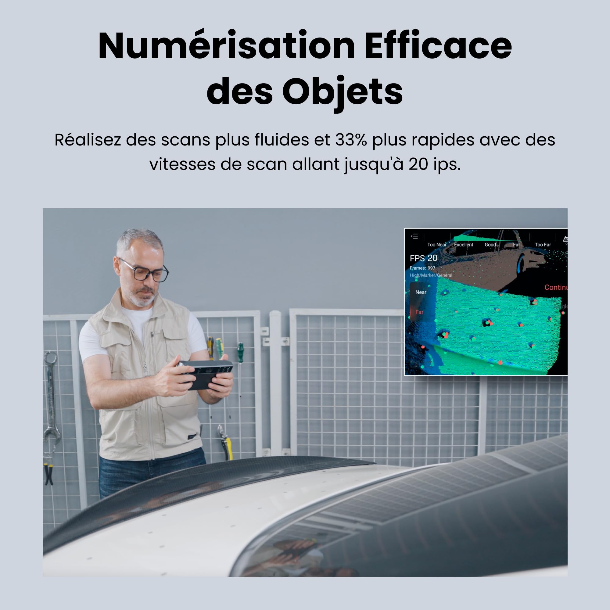 Revopoint MIRACO Plus Scanner 3D pour Impression 3D, Autonome et Portable avec Photogrammétrie, Zoom Optique, jusqu'à 20 ips, Précision jusqu'à 0,02 mm, Caméra RVB couleur pour petits et grands objets