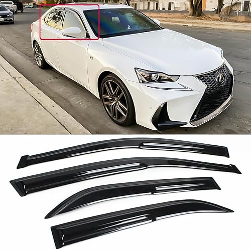 Se adapta a Lexus 2014-2020 es 200t 300 JDM Mugen Style Visor de ventana deflector de protección de lluvia