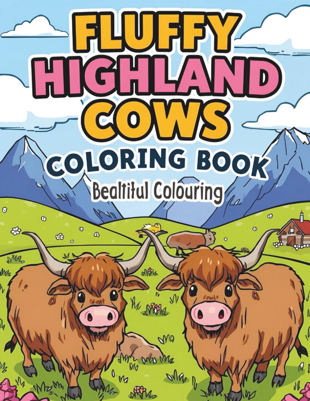 Fluffy Highland Cows Coloring Book for Adults and Kids: Where Majestic Highland Cows Meet the Art of Coloring.