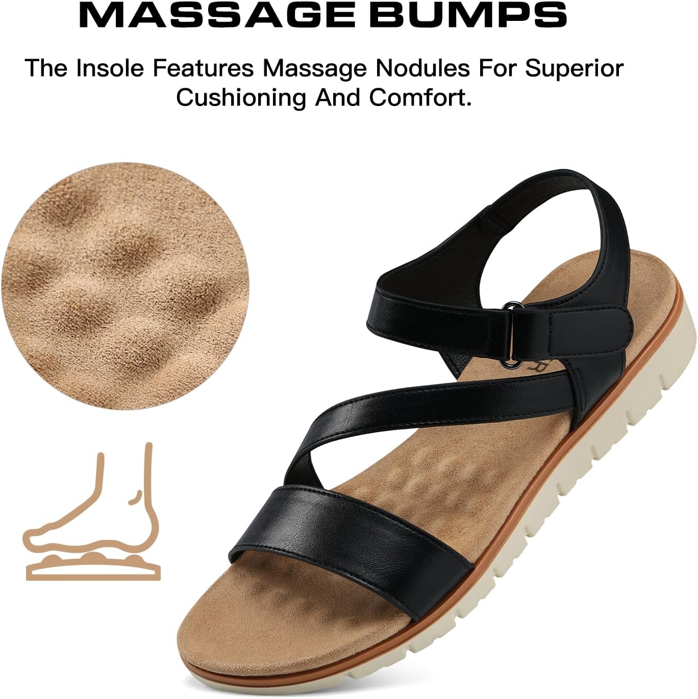 SHIBEVER Flat Sandals for Women Dressy: Comfortable Summer Ankle Strap Womens Sandal Open Toe Shoes