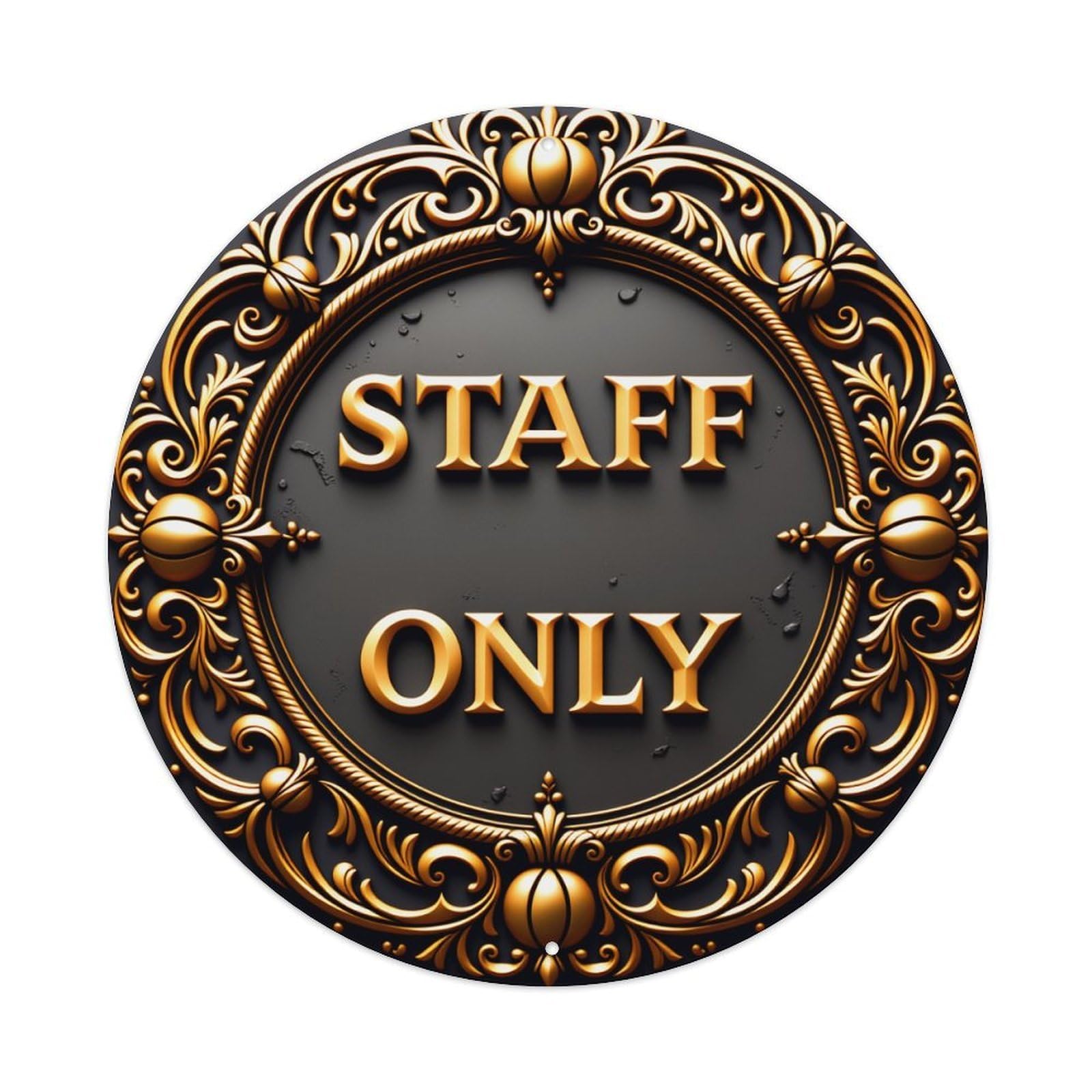Ornate Gold Design Pattern Metal Tin Sign Vintage Garden Bedroom Cafe Bar Man Cave Home Wall Decor Metal Poster 8x8 inches