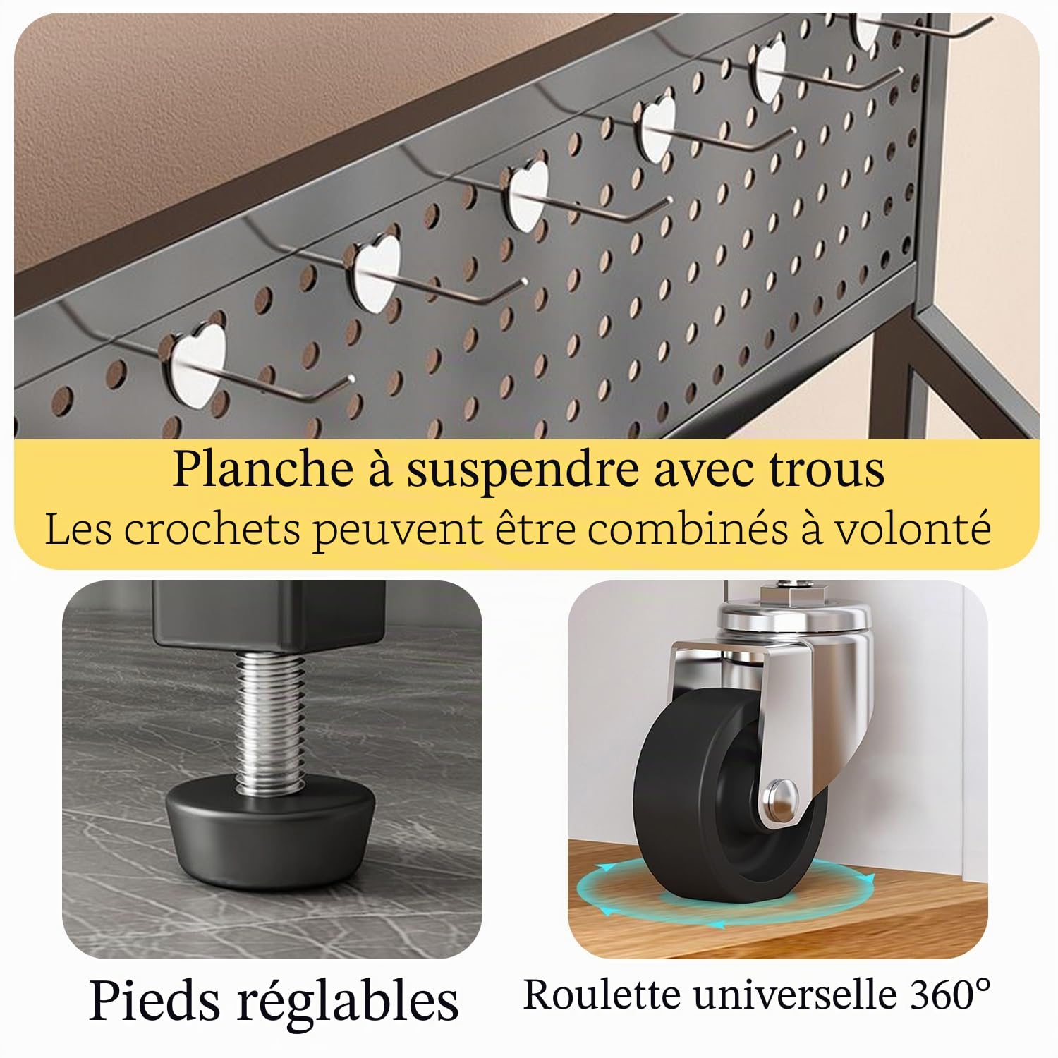 Présentoir de collations pour la vente au détail, étagères de vente à 5 étages, chariot d'exposition de bonbons avec roues et crochets, organisateur d'étagère en métal pour garde-manger