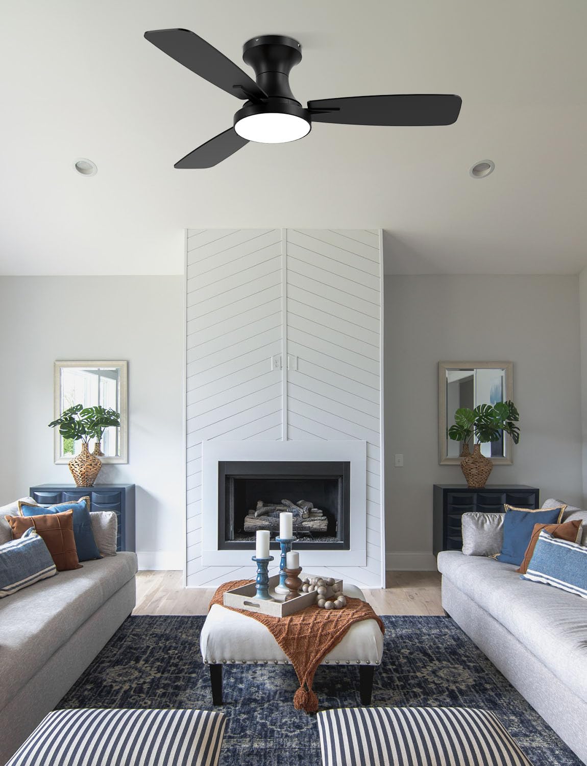 42 inch Smart Ceiling Fan with Light Low Profile Flush Mount with Remote Control Ultra-Quiet Reversible DC Motor — view 9