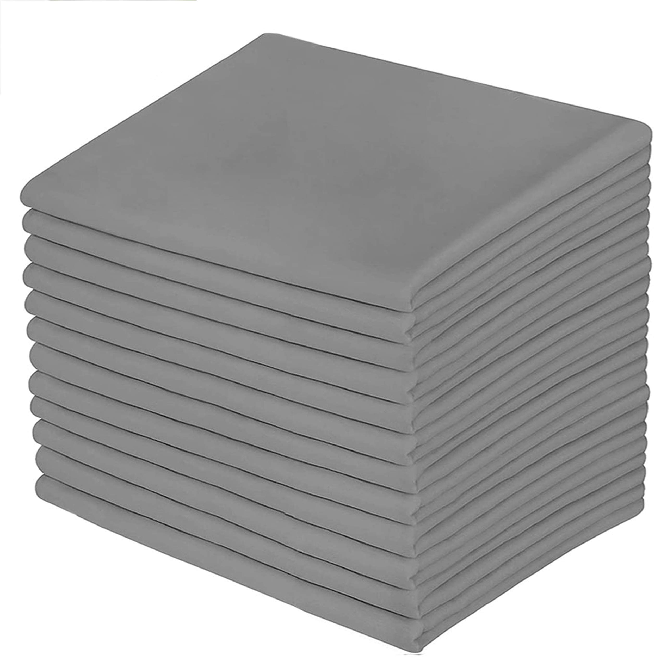 Premium Grey Pillowcases 12 Pack, Standard Queen Size, Soft Brushed 1800 Thread Count Microfiber, Allergies Free, Wrinkle Resistant, Tailoring Iron, 1 Dozen Bulk Pillowcases Set
