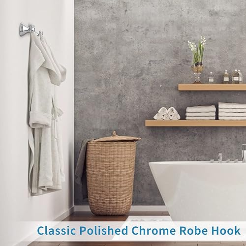 Miniatura 6 de FILTA Ganchos para toallas de baño, ganchos de cromo pulido para bata y toallas para montar en la pared, ganchos tradicionales para toallas y batas