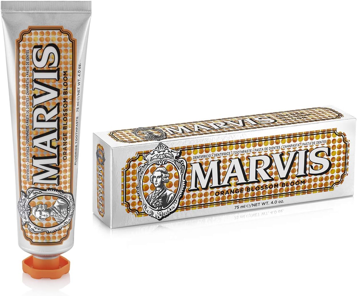 Marvis Orange Blossom Bloom Toothpaste, 75ml, Sensational Orange Flavoured Toothpaste Helps Remove Plaque with Long-Lasting Freshness