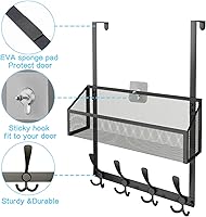 Vista 6 de Organizador de ganchos para colgar sobre la puerta, perchero para colgar sobre la puerta, toallero, organizador de almacenamiento en la parte