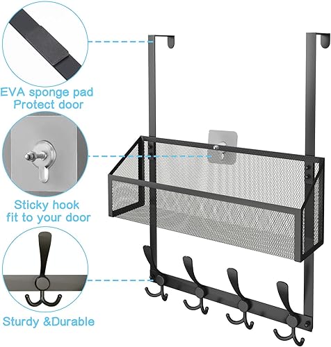 Miniatura 5 de Organizador de ganchos para colgar sobre la puerta, perchero para colgar sobre la puerta, toallero, organizador de almacenamiento en la parte