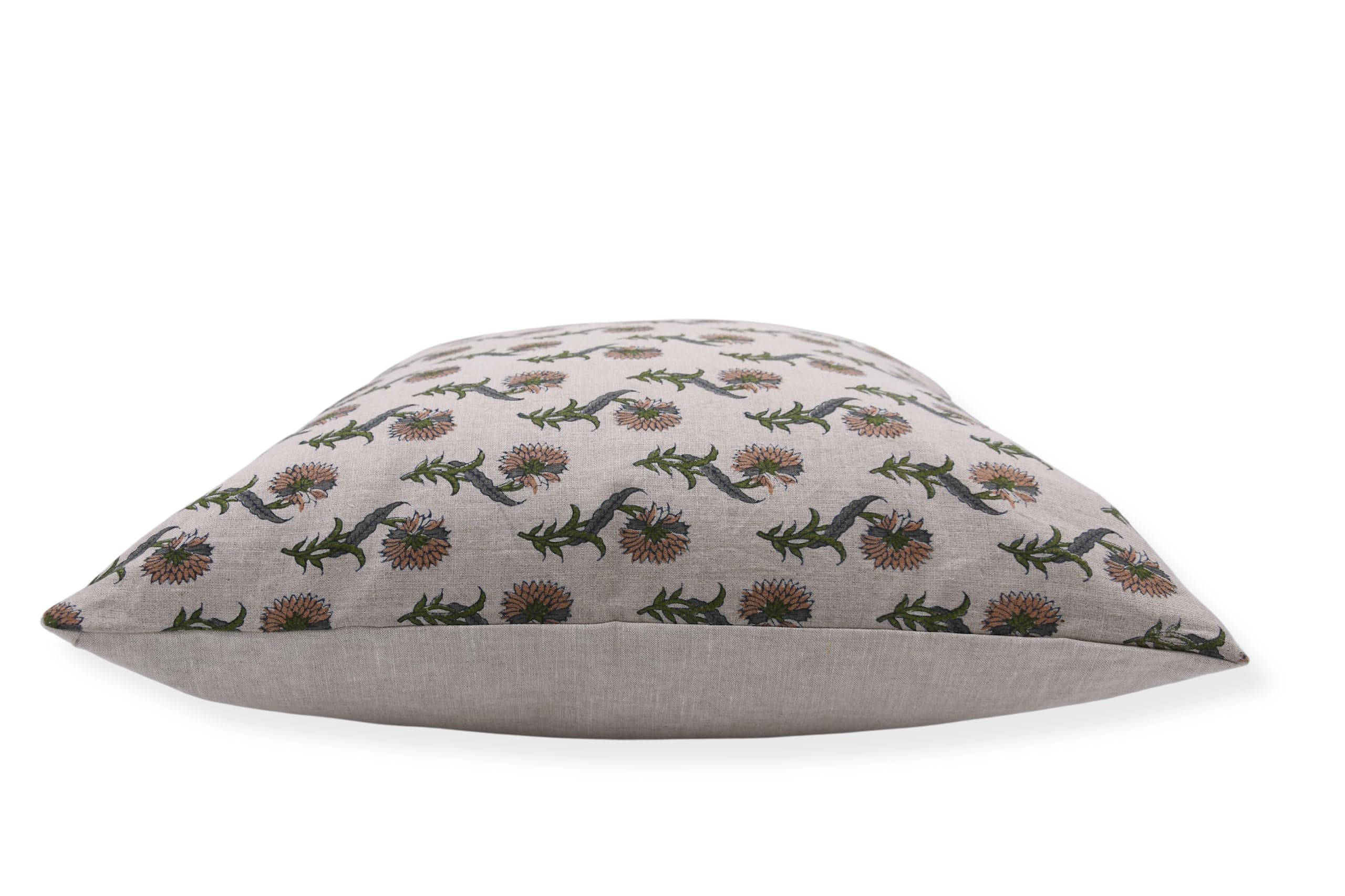 Fabritual Funda De Cojín Hecha A Mano Con Estampado De Bloques De Lino Puro De 16 X 16 Pulgadas, Con Cremallera, Para Sofá, Interior, Exterior, Otoño, Decoración De Verano, Decoración Bohemia