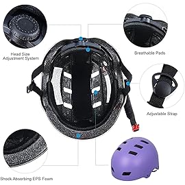 Bike Helmet 3 Sizes for Teenager Kids Youth Adults,Bavilk Skateboard Helmet Adjustable Multi-Sport Bicycle Cycling Scooter Roller Skate Inline Skating Rollerblading for Girls Boys Women Men Teen