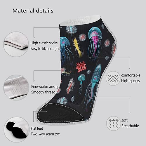 Miniatura 6 de devor Womens Socks No Show Liner Socks Boy Cotton Ankle Socks Trendy Jellyfish No Show Socks for Women's