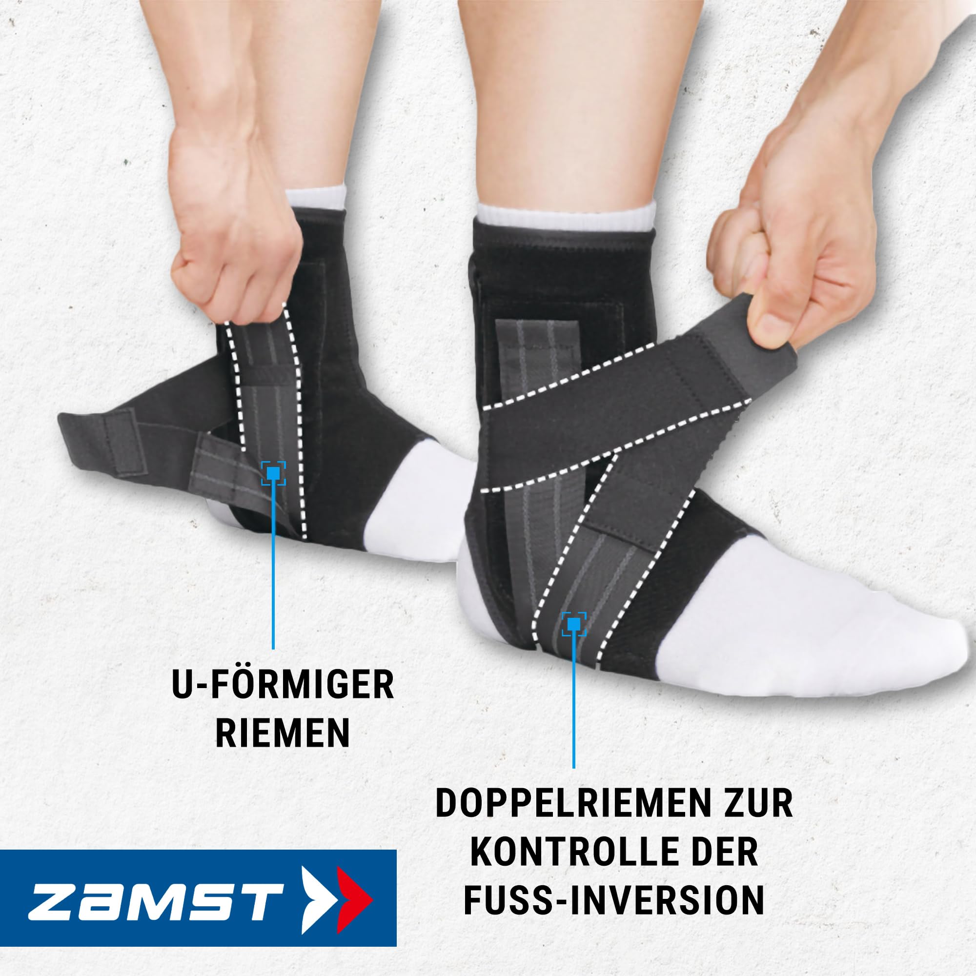 Zamst A1 Sprunggelenkbandage - Verstellbar gegen Umknicken bei Schweren Verstauchungen und Chronischer Instabilität - Bandage Fußgelenk, Ideal zum Sport - Anatomische Passform. (M, Left)