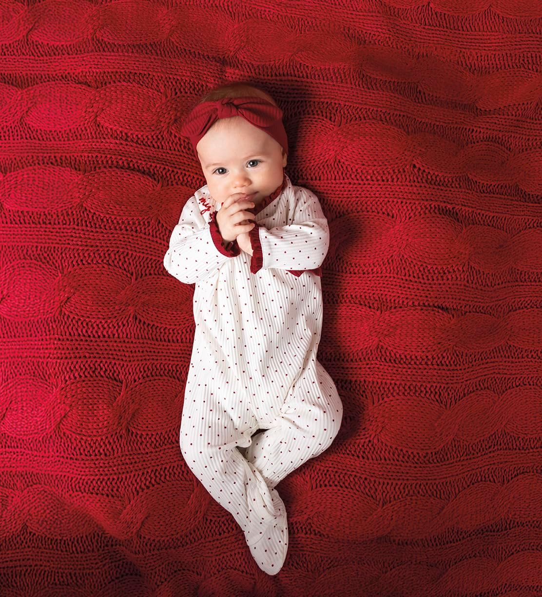 Mud Pie baby-girls Mud Pie Kids Christmas Dot My 1st Christmas Sleeper - Image 3