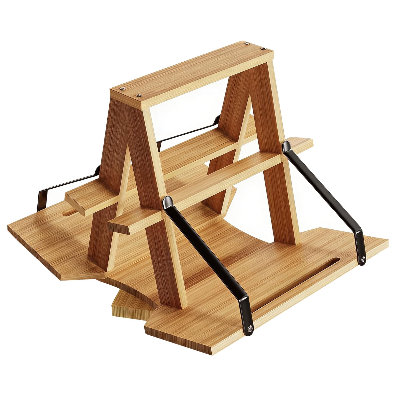 Hsyzygian Premium Wooden Book Display Stand with Turning Panels Great for Study Rooms and Home Offices Portable Desktop Planner