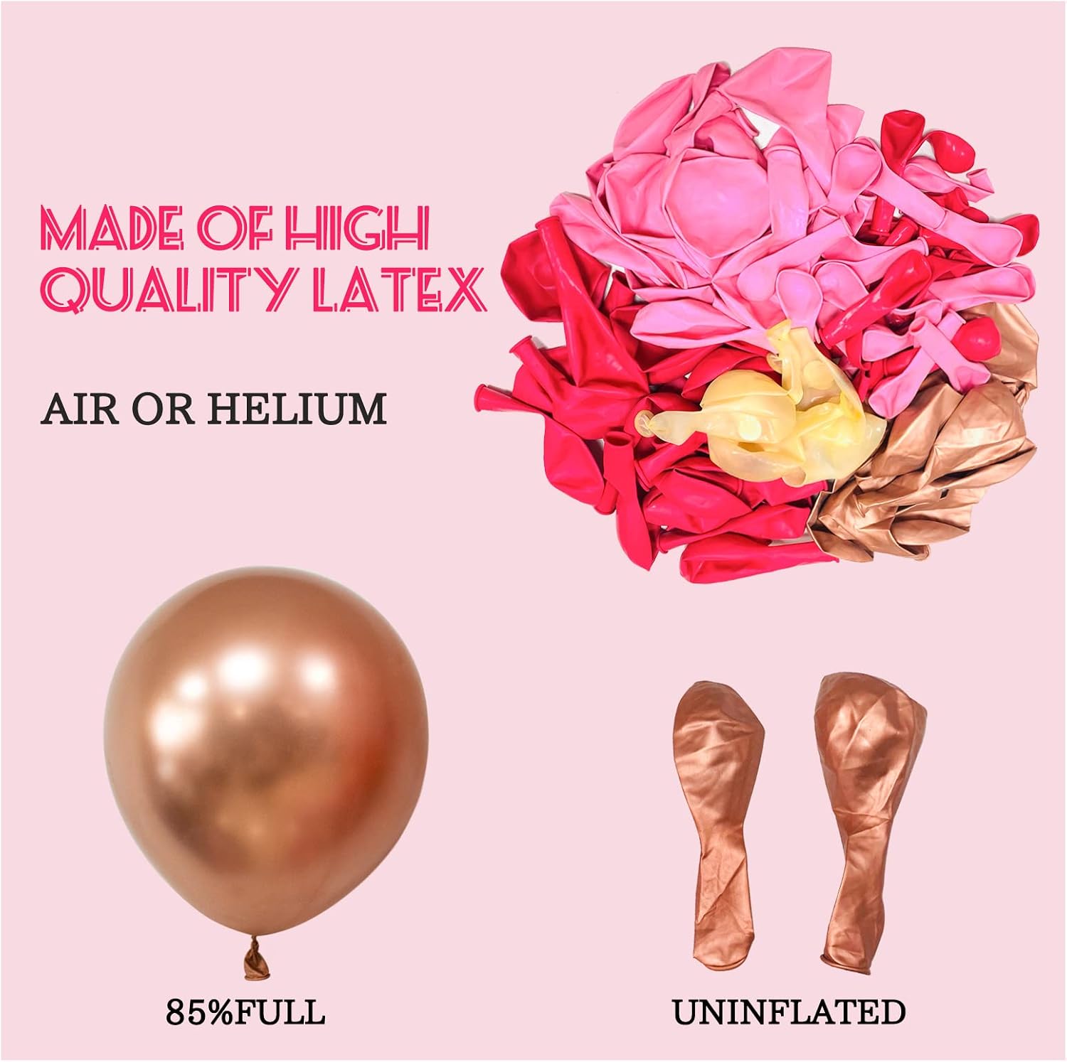 Pink Balloon Garland Arch Kit, 145pcs Hot Pink Rose Gold Balloons with Confetti Balloons for Mother's Day Decoration Girl's Birthday Bridal Baby Shower Princess Theme Party Background Decorations image 5