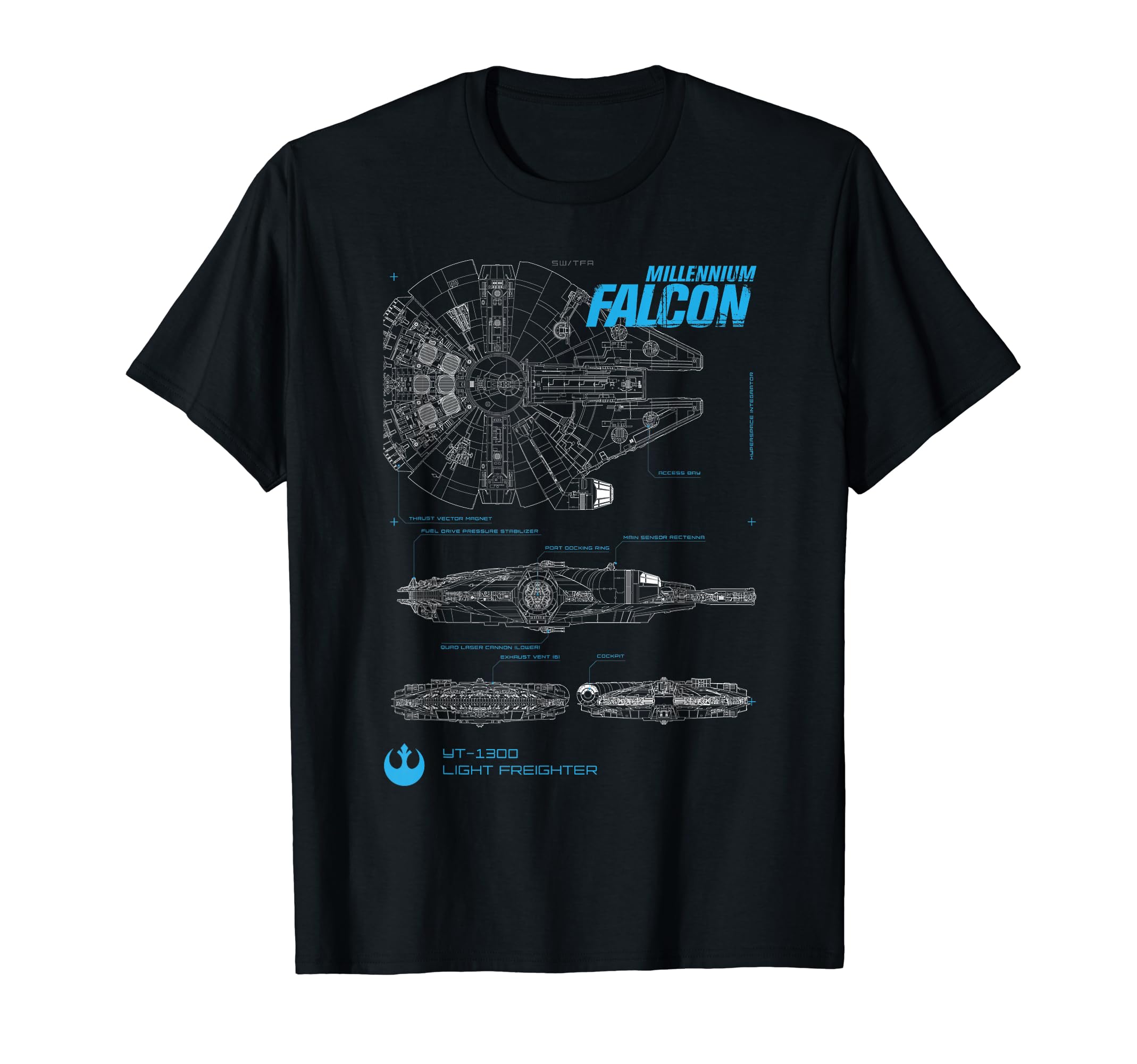 Amazon | スター・ウォーズ ミレニアム・ファルコン図 Tシャツ | T 