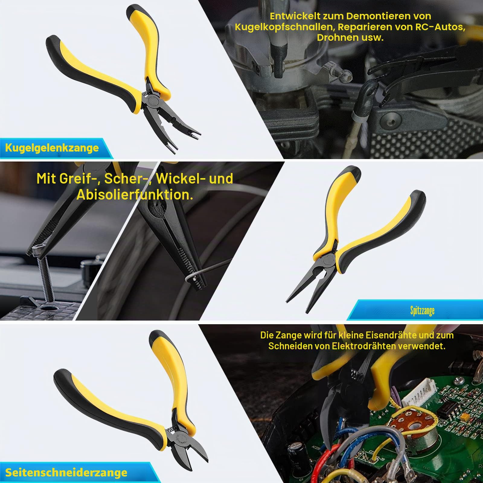 12-teiliges ferngesteuertes Auto-Werkzeug-Set (Hex, Phillips, flach), Zange, Steckschlüssel, Hobby-Werkzeug-Set für Traxxas Arrma RC Auto Drohne Flugzeug Hubschrauber Fahrzeug Multirotoren (blau)
