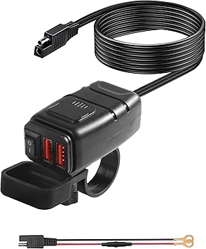 Bylikeho Motorcycle Phone Charger with Voltmeter & ON/Off Switch, SAE to USB Adapter for Phone, Tablet, GPS