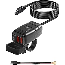 Motorcycle Phone Charger with Voltmeter & ON/Off Switch, SAE to USB Adapter for Phone, Tablet, GPS