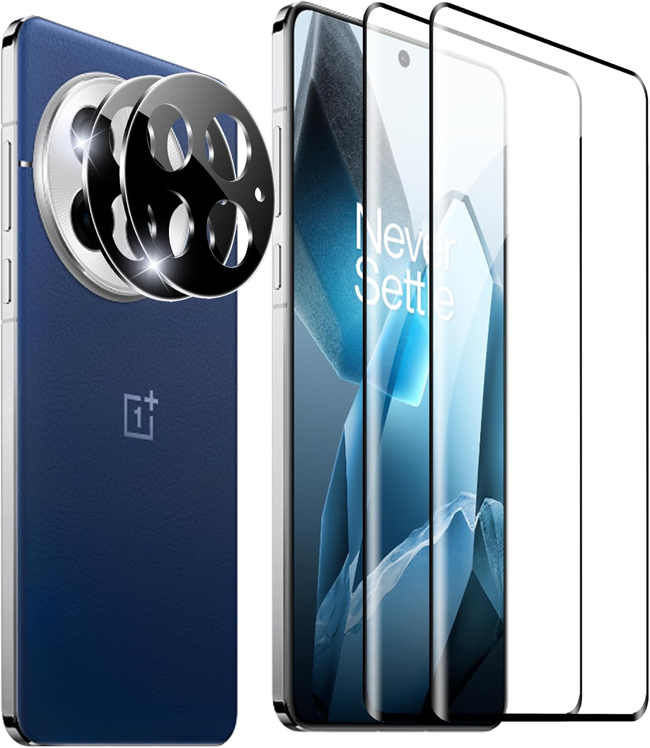 OnePlus 13 Screen Protector with Camera Lens Protector 9H Hardness Anti-Scratch Tempered Glass Case Friendly Anti-Fingerprint 2+2 Pack