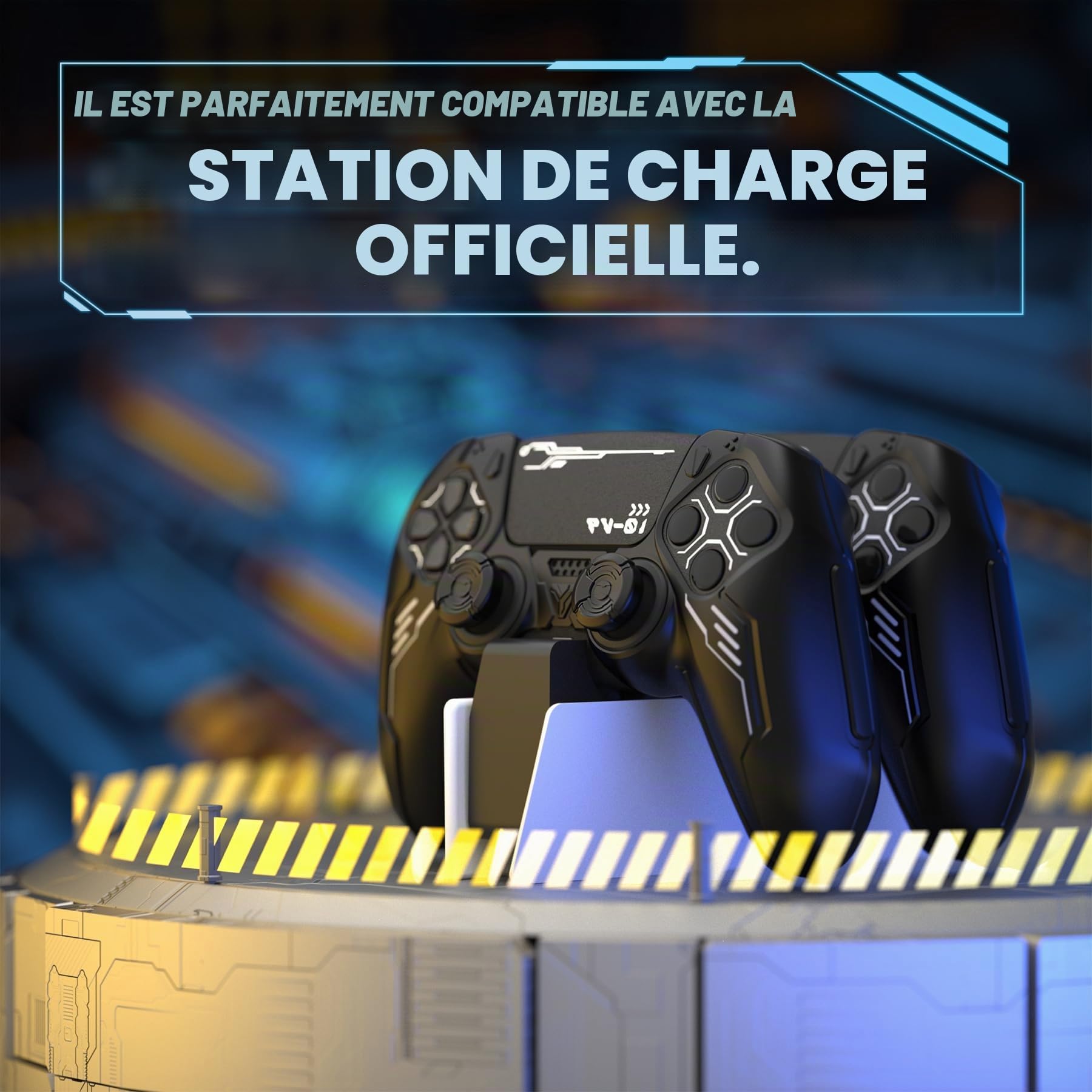PlayVital Coque Manette pour ps5 Housse Protection Silicone pour ps5 Controller avec 2 Capuchons Joystick et 6 Autocollants,Cover Grip Compatible avec Station de Charge-Noir