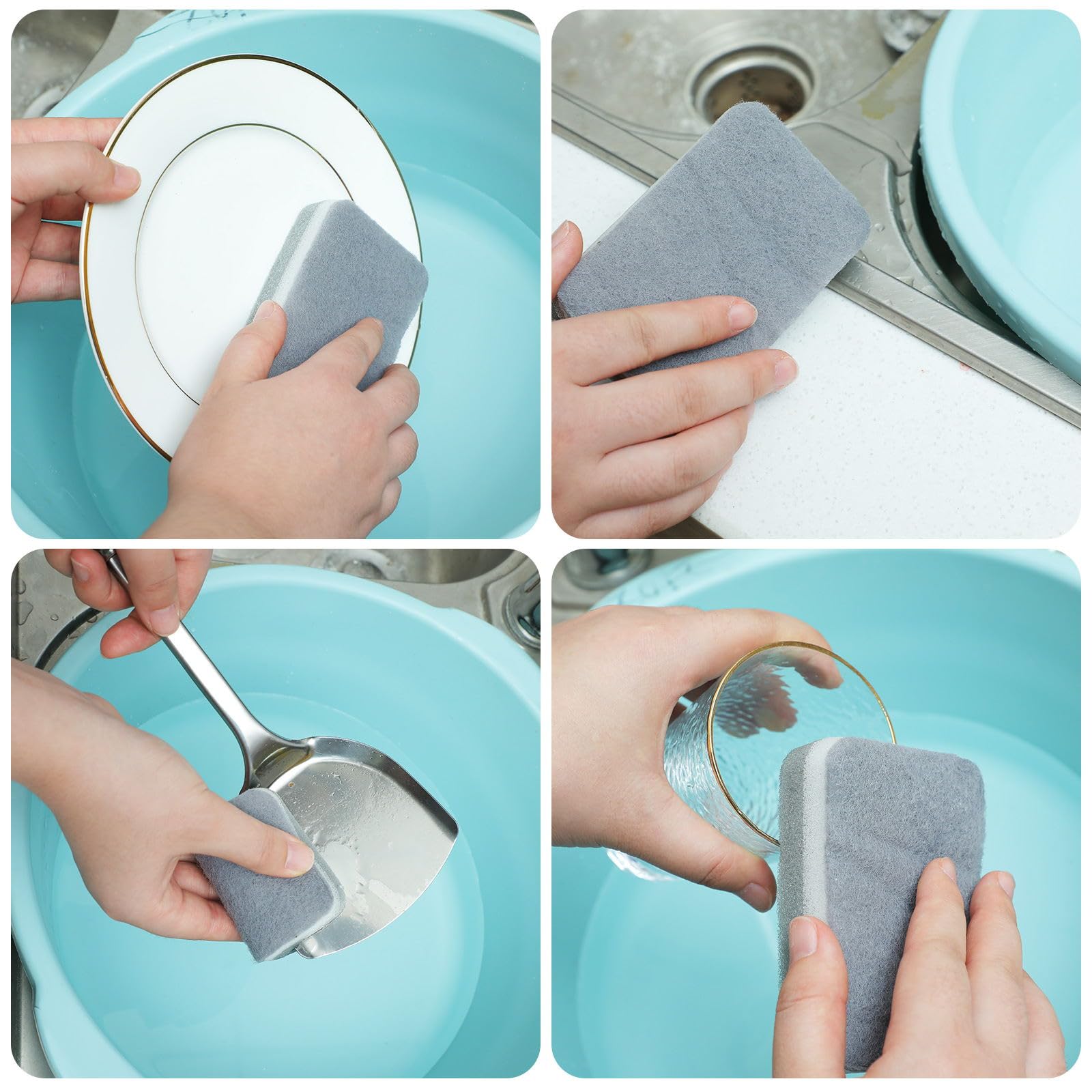 Tanlade 240 spugne confezionate singolarmente, spugne per lavare i piatti, non graffiano, spugne abrasive da cucina, per la pulizia della casa, noleggio piatti, hotel, appartamenti, auto (grigio,