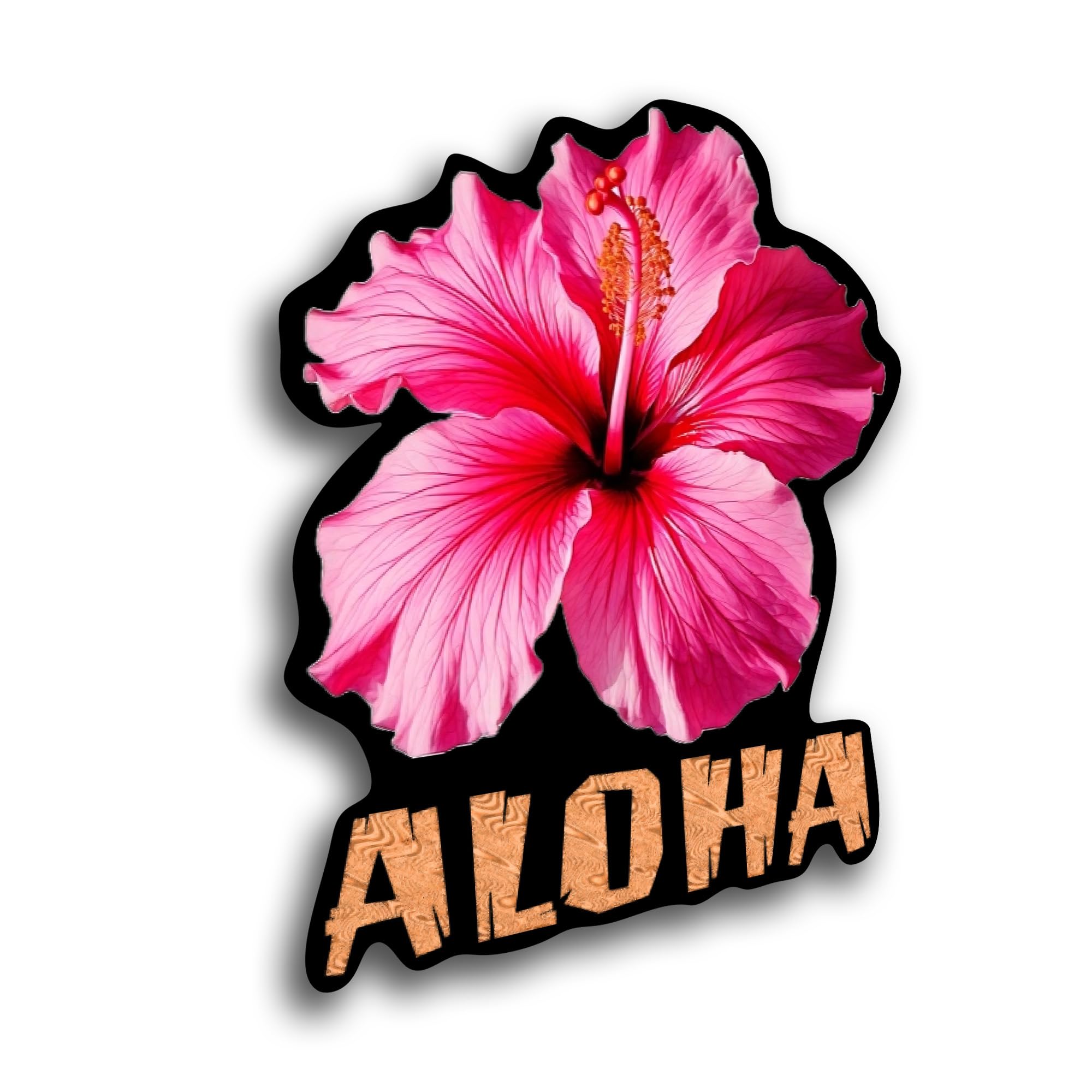 Aloha Hibiscus Flower Vinyl Decal Sticker | Cars Trucks Vans Walls Laptops Cups | 5.5 inches (Pink)