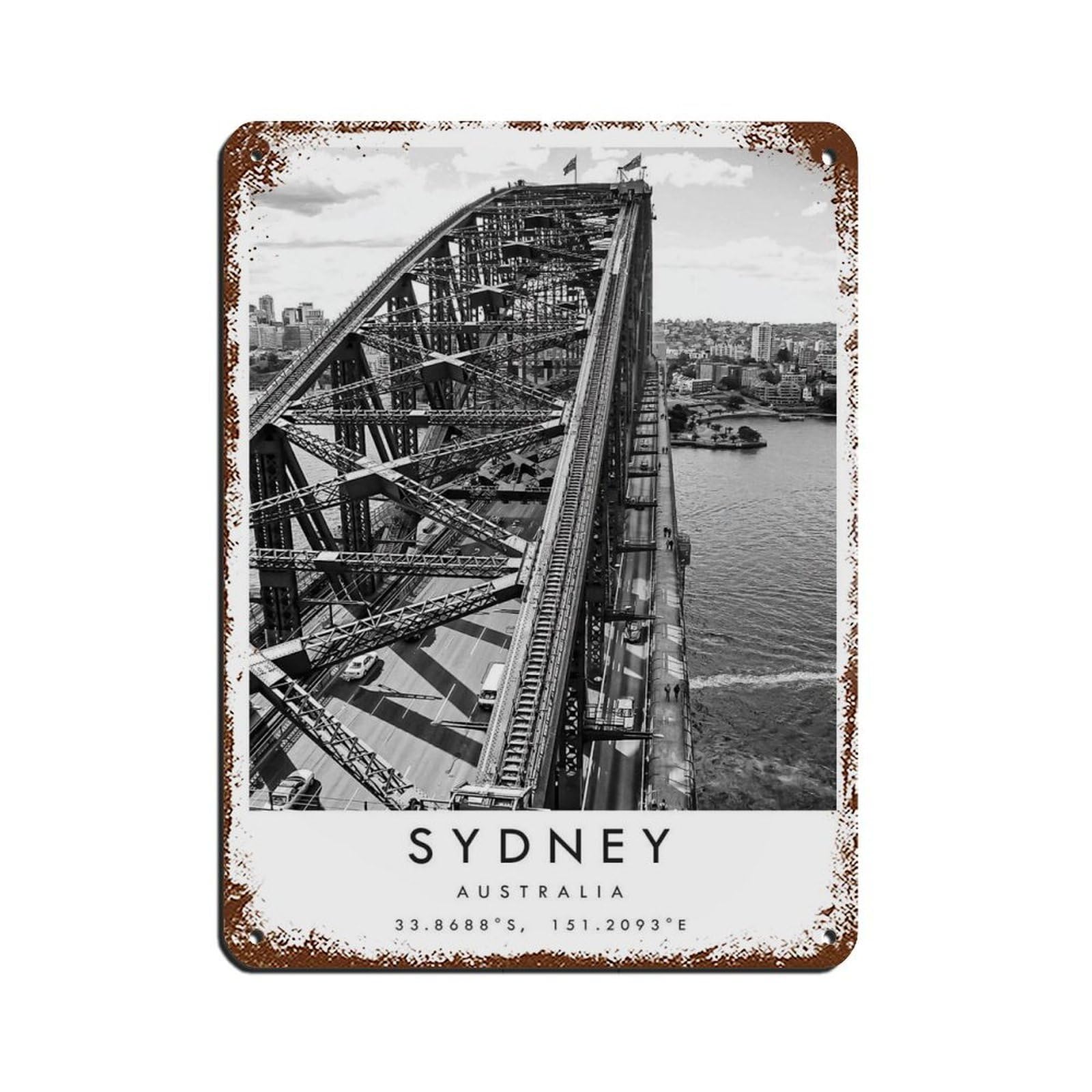 Sydney Travel Tin Sign Vintage Metal Pub Club Cafe Bar Home Wall Art Decoration Poster Retro 12x16inch(30x40cm)