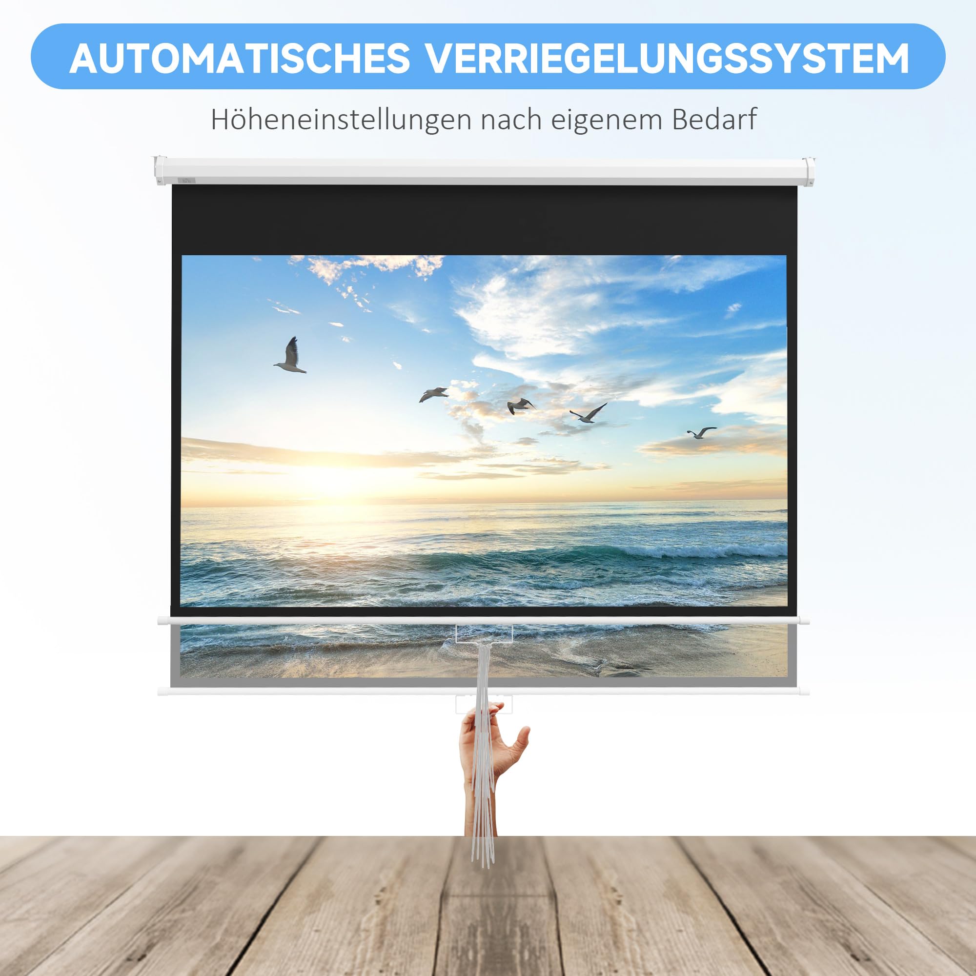 HOMCOM 80 inch projectiescherm, beamer, voor thuisbioscoop, 16