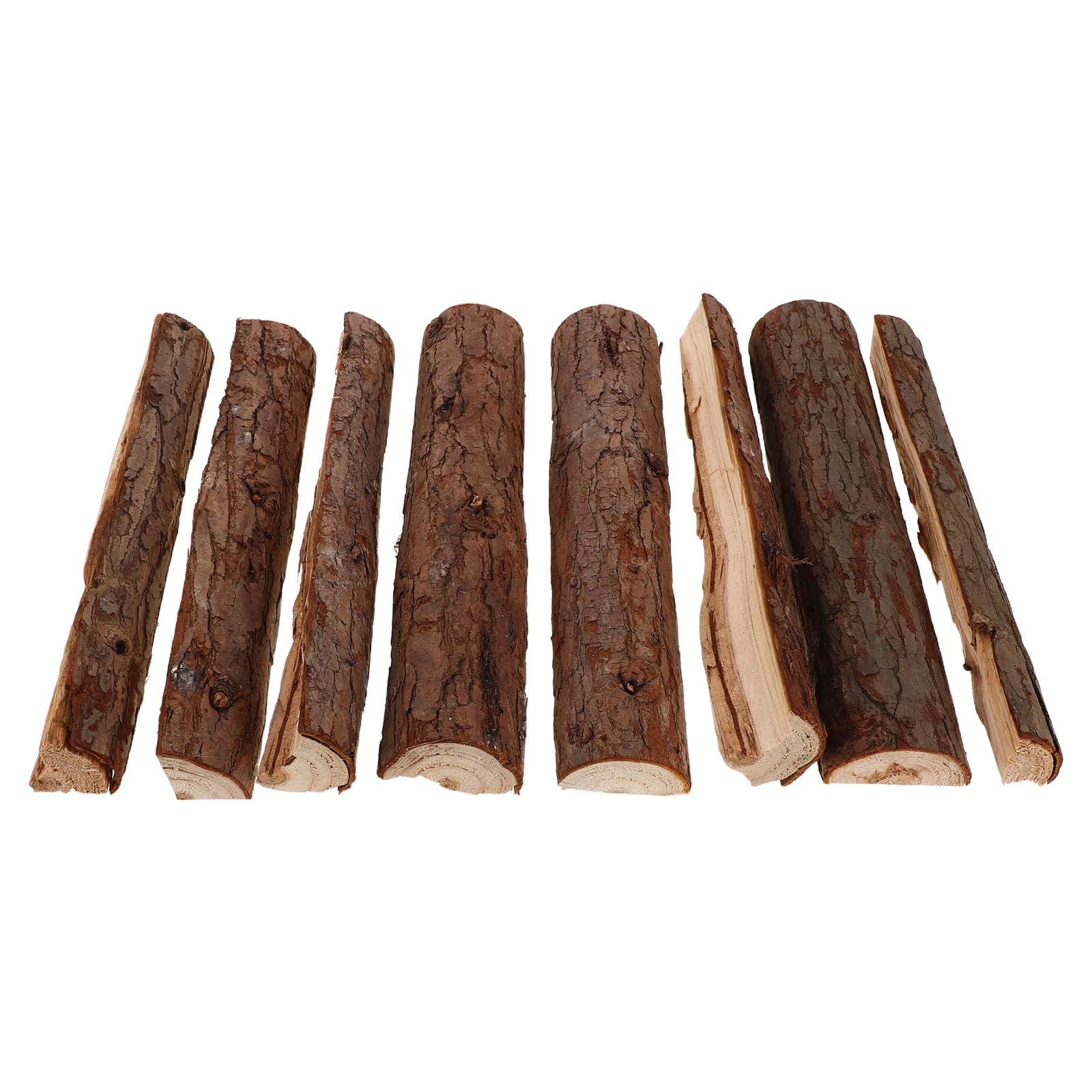 Gatuida 8Pcs Natural Pine Firewood Logs with Bark 25Cm for Indoor Fireplace Insert, Outdoor Fire Pit Decor, Garden Wood Burning and Winter Xmas Event