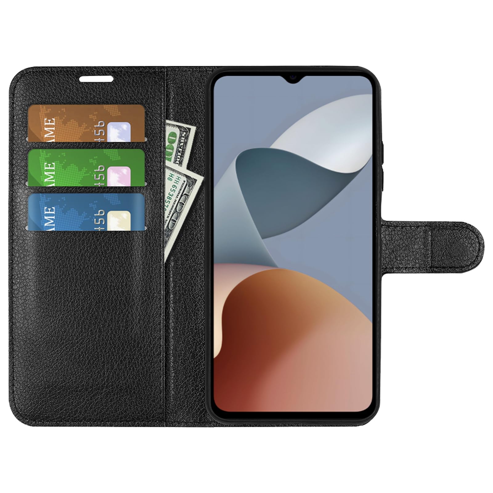 ILING Cover per ZTE Blade A34 / ZTE Blade A54, Portafoglio Flip Custodia Pieghevole Magnetico in Pelle PU con [Blocco RFID] Slot per Schede [Supporto di Visualizzazione], Nero
