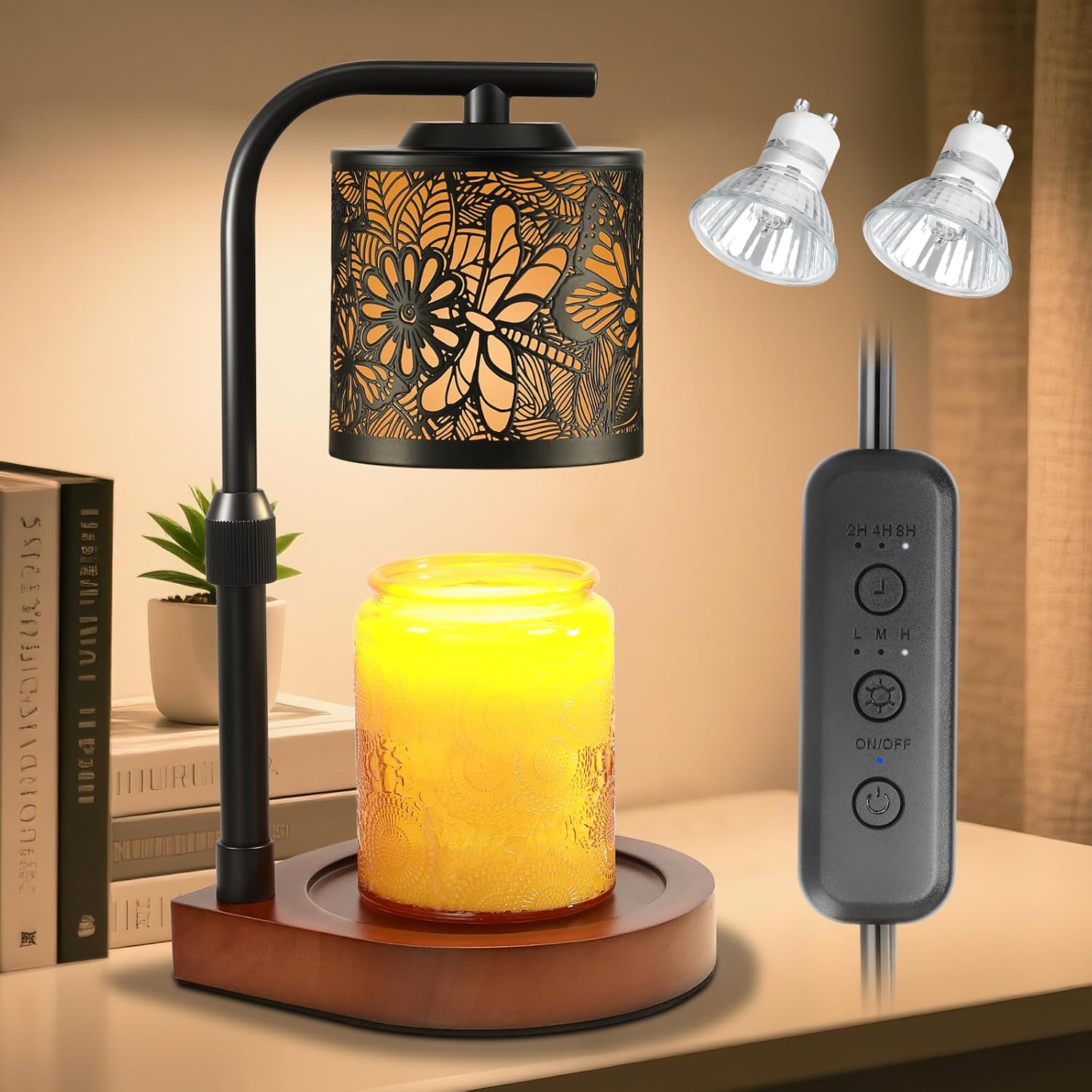 Candle Warmer Lamp with Timer & Dimmer- Electric Wax Melt Warmer with Adjustable Height for Scented Candles, Home Décor Fragrance and House Warming Birthday Gifts for Women Mom