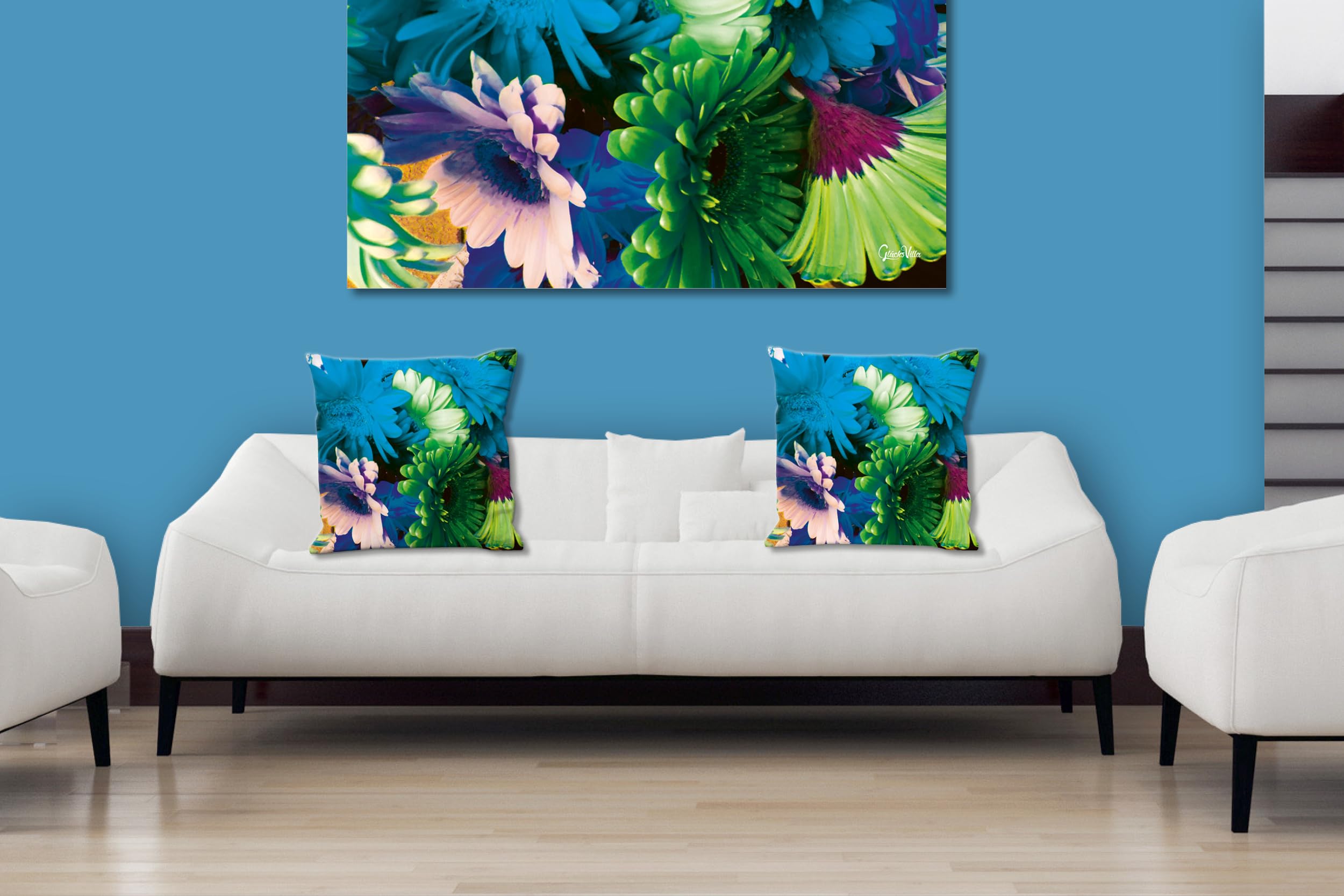 Flowers - Foto-Kissen-Hülle Set (2 STK.) 40 x 40 cm | Kissen-Bezüge - passend zu Wandbild - Deko-Kissen - Blume Blüte Pflanze Natur Garten