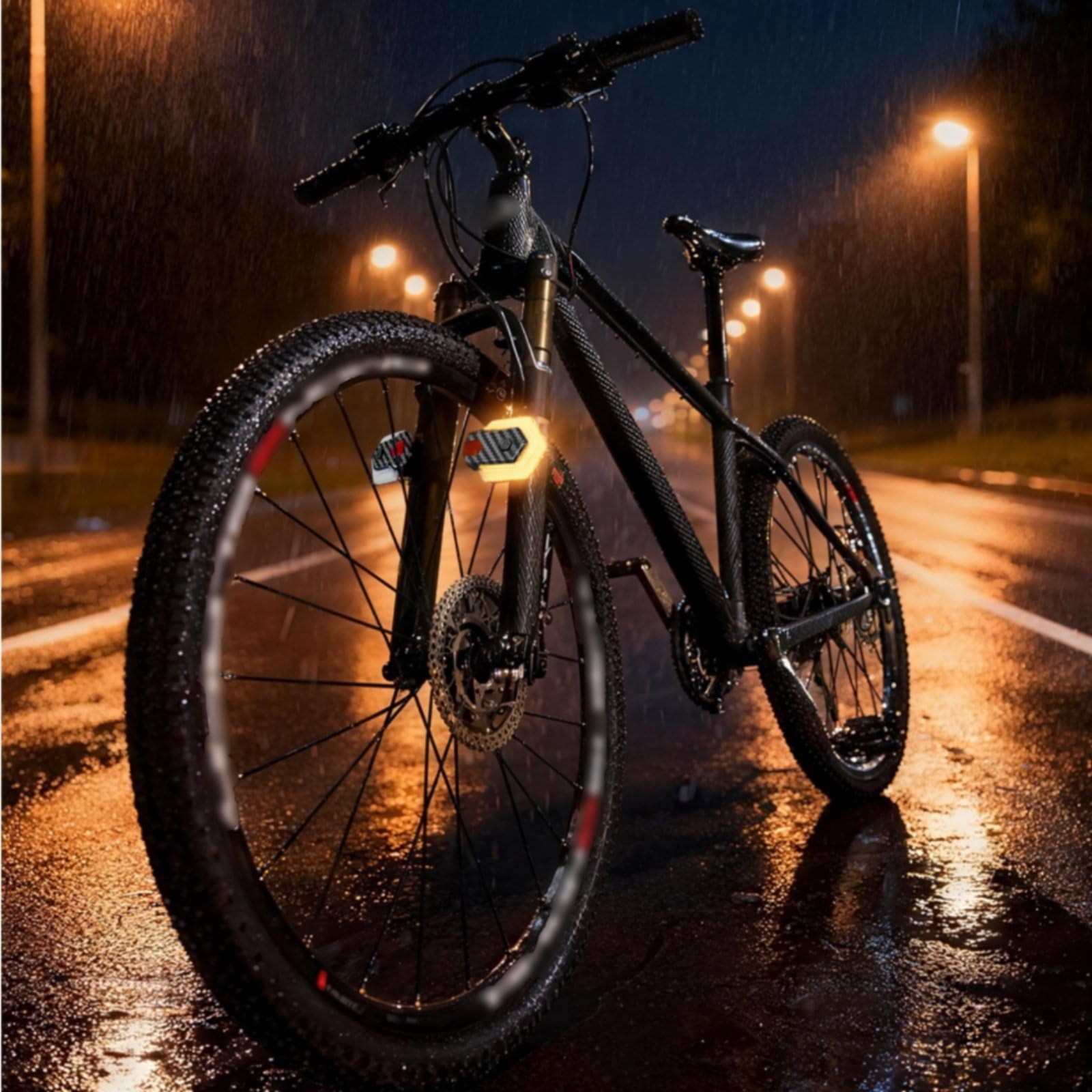 perfk Freccia Bici Luce Indicatore Fanale Campanello Allarme Rimovibile in Fibra di Carbonio Senza Cablaggio per Segnalazione di Svolta E Maggiore