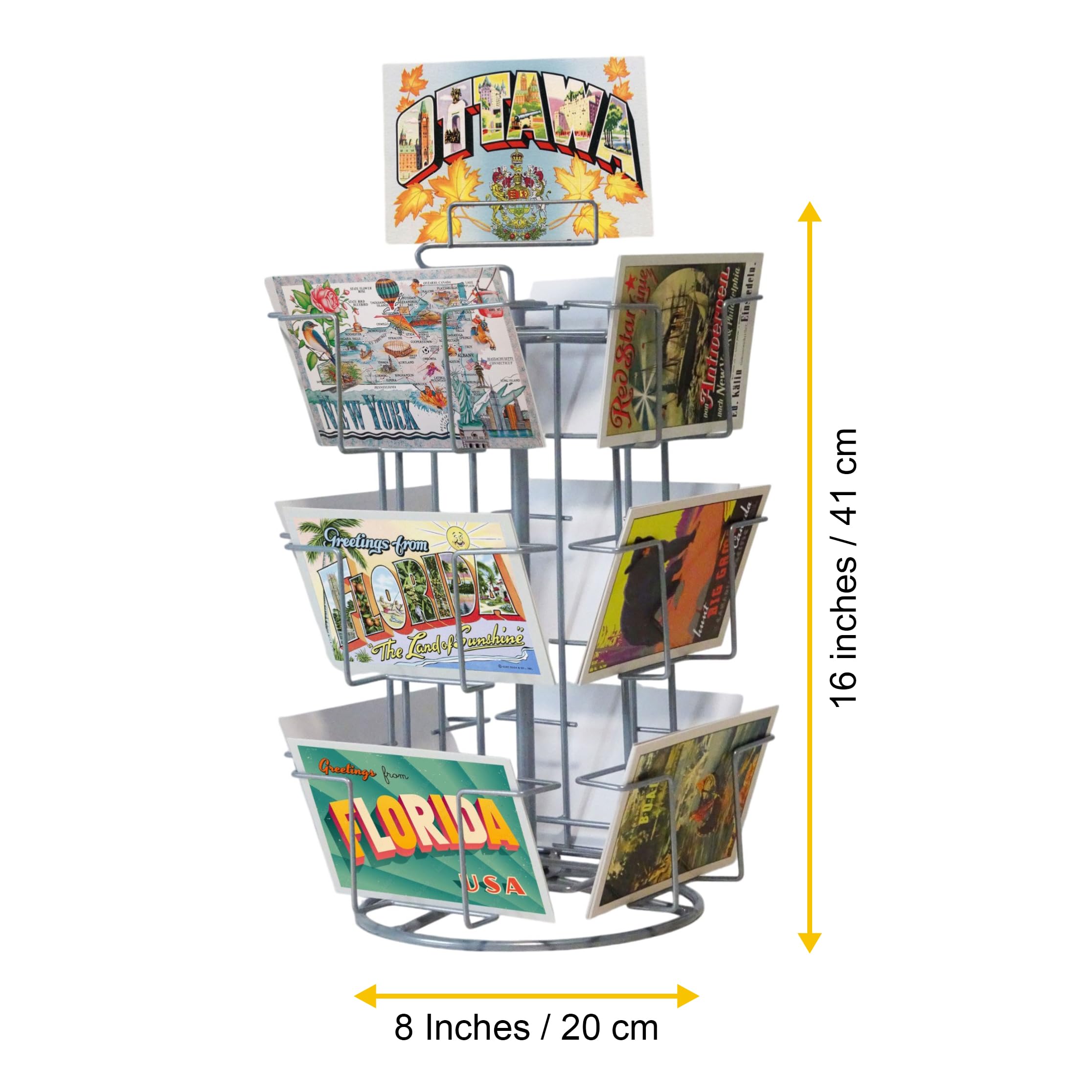 Gerso Counter postcard stand for greeting cards 12 pockets rotating 105x150 mm / 6"x4" - landscape format - Image 5
