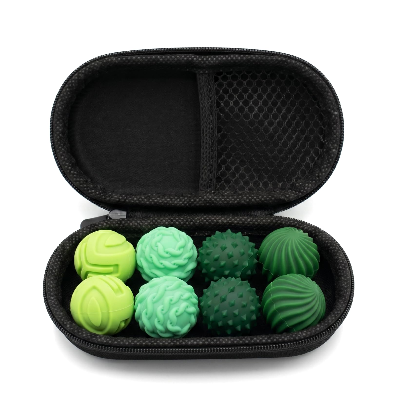 8 piece Magnetic Sensory Fidget Ball Stress Relief Desk Toy for Focus and Anxiety Soft Silicone Textured Surface 2 cm Diameter Quiet Portable Design (Green)